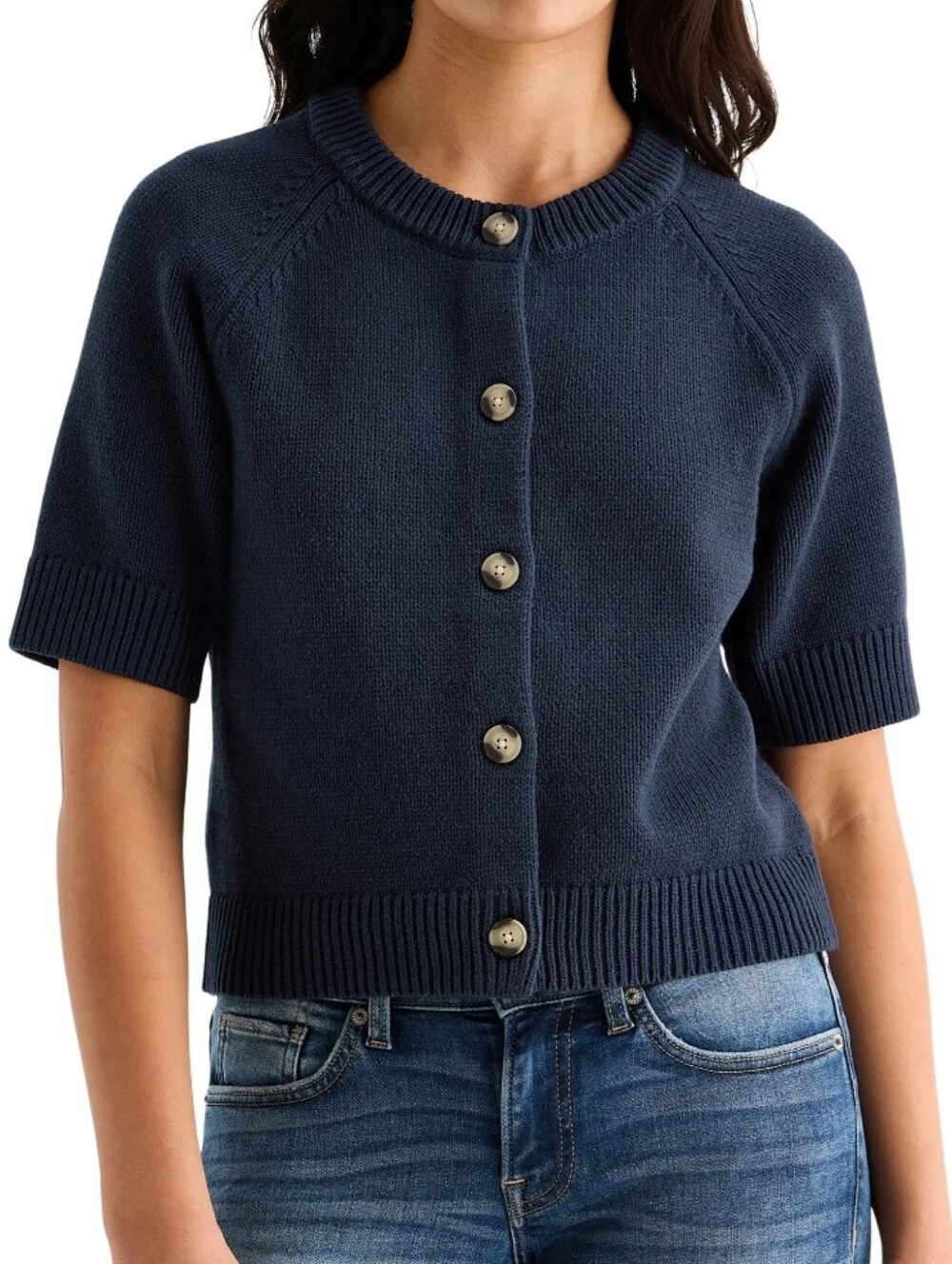 Lucky Brand Dark Blue Buttom Down Sweater Sz M NWT